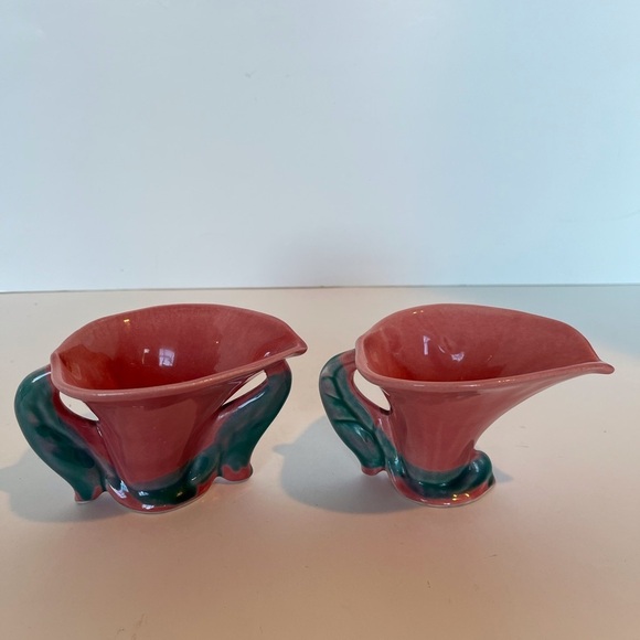 Whapeton Rosemead Pottery Lily Shaped Sugar Bowl and Creamer 1940s - Picture 11 of 12